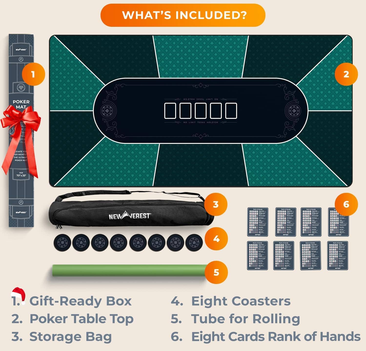 Newverest - Vente Jeux de cartes - Table de poker Newverest Texas Hold'em 70" x 35", vert6