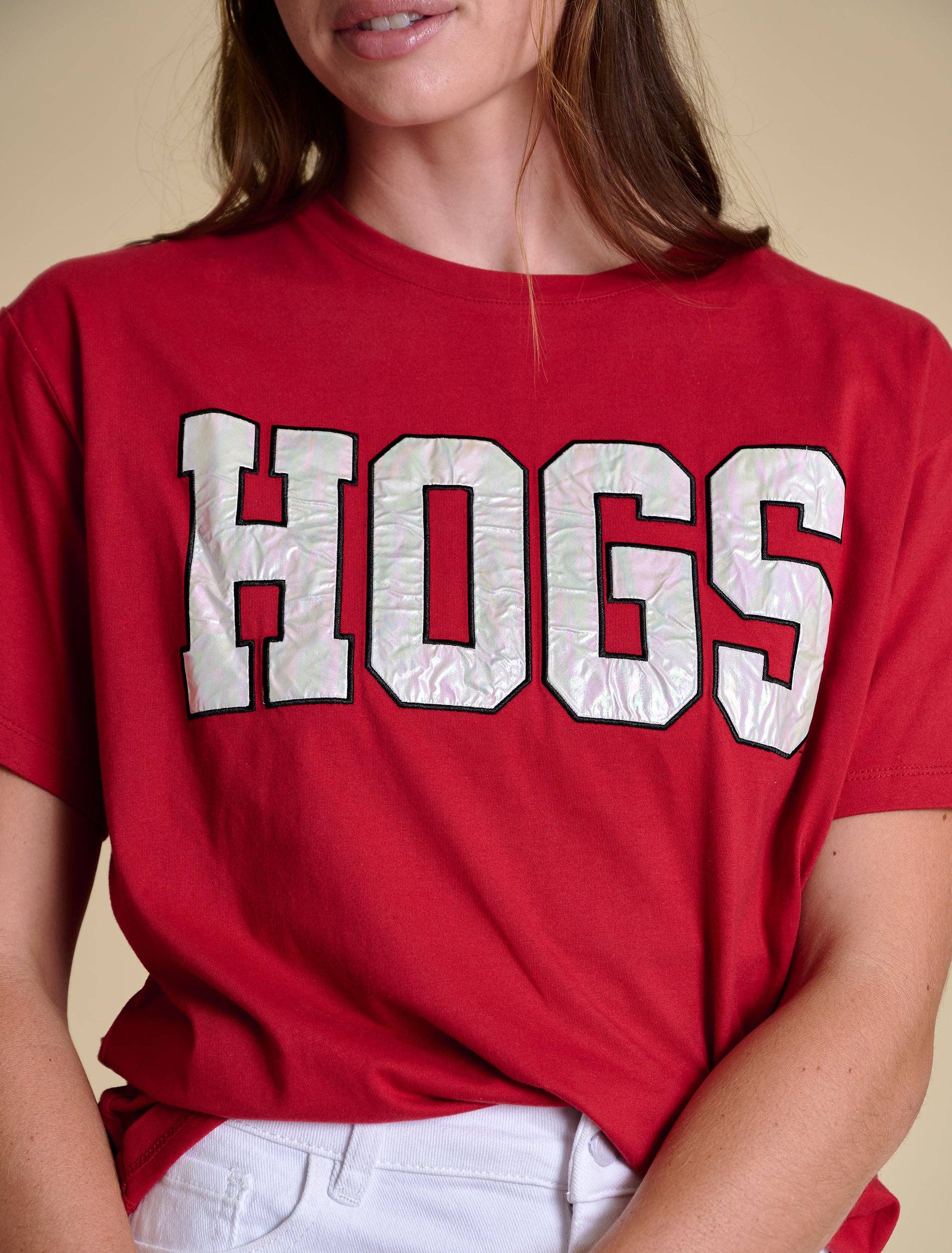 Stewart Simmons - Wholesale T-shirt met print - Dames - Het Varsity Boyfriend T-shirt | Arkansas1