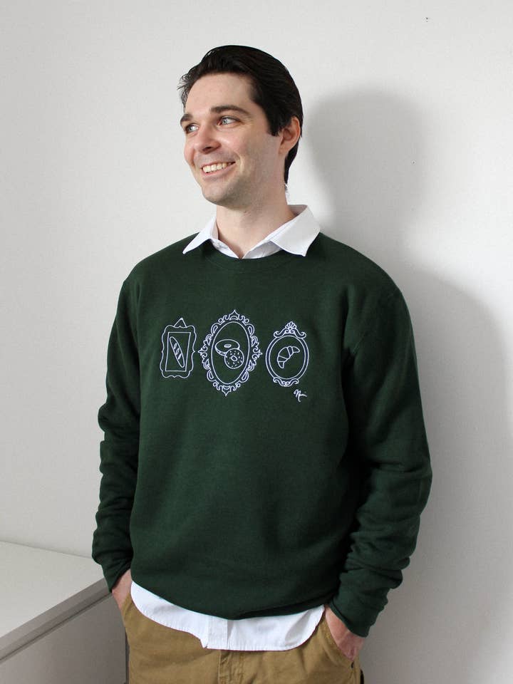 WITH NINI – wholesale Sweatshirt - Unisex – Broderad Art of Crumbs bambutröja (grön)