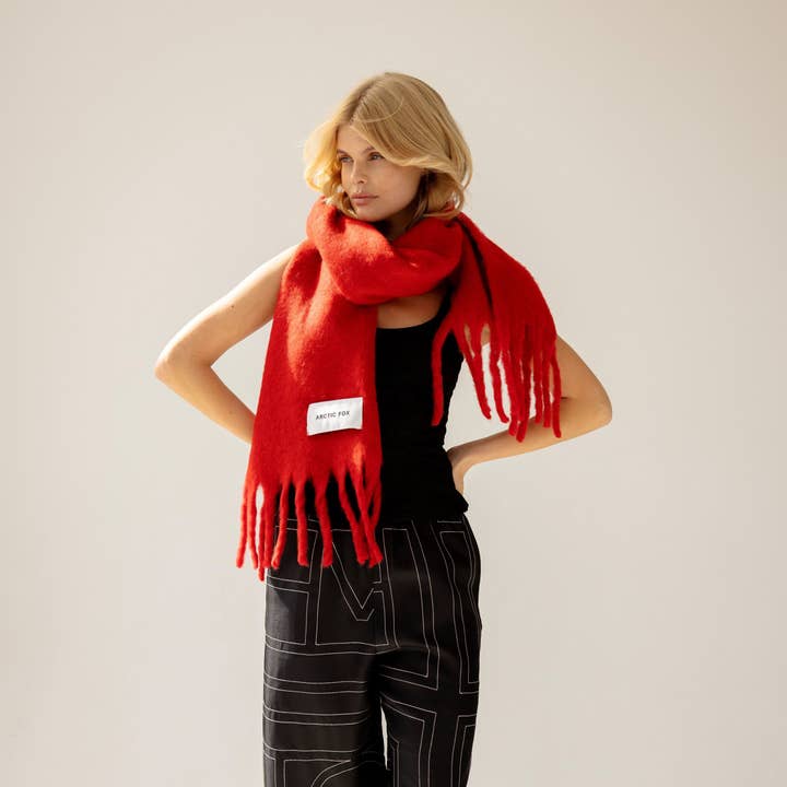 Arctic Fox & Co. - North America - Wholesale Scarf - Women's - The Stockholm Scarf - 100% Recycled - Crimson Red - AW24