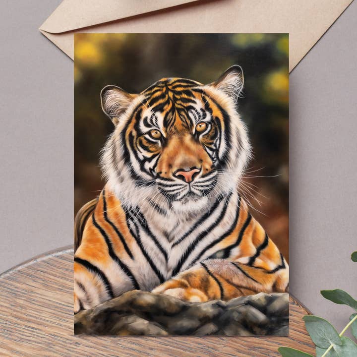 Tarjeta de Felicitación de Vida Silvestre - Tigre - Bellas Artes para venta al por mayor de Irisha's Card Art