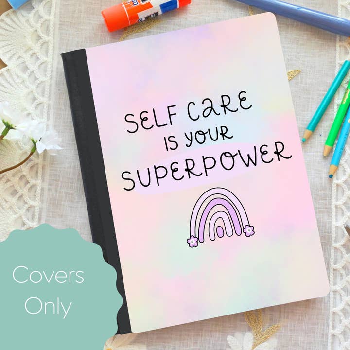 Capa de Caderno de Composição - Superpoder do Autocuidado por atacado de Oily Graphic Creations