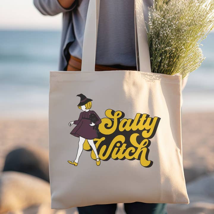 Salty Witch Funny Canvas Tote Bag for wholesale by Sister Ray