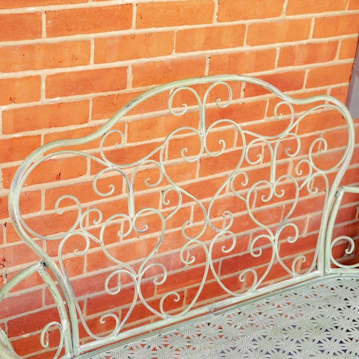Zaer Ltd. International - Wholesale Bench - Esme Iron Garden Bench with Heart Designs- 3 Color Options