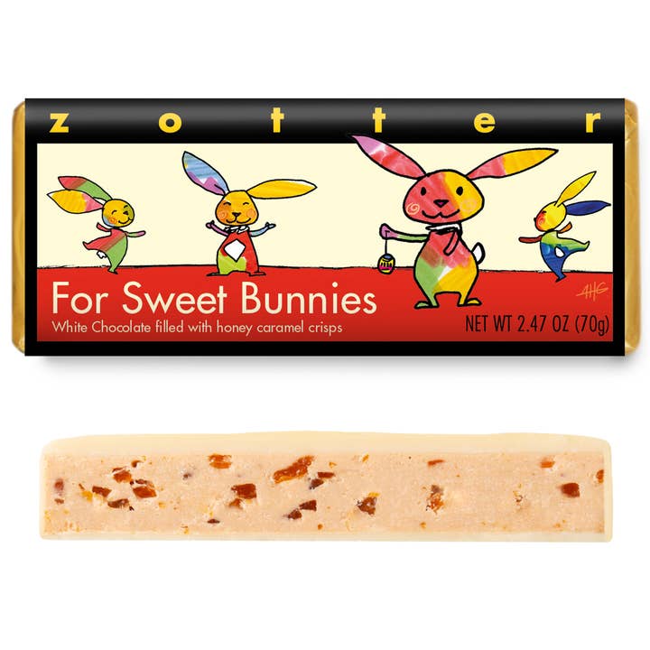 Pour Sweet Bunnies (chocolat ramassé à la main) pour la vente par Zotter Chocolates