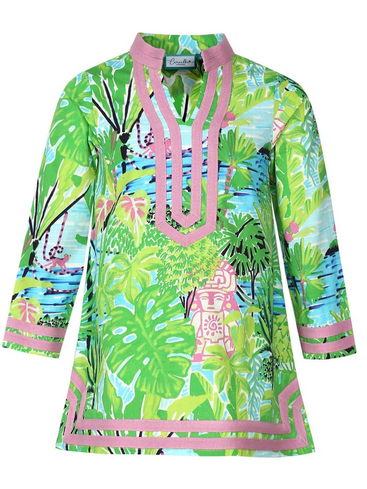 Jungle Island Lange Mouw Cabana Jurk, Meisjes voor wholesale door Carvalho Couture
