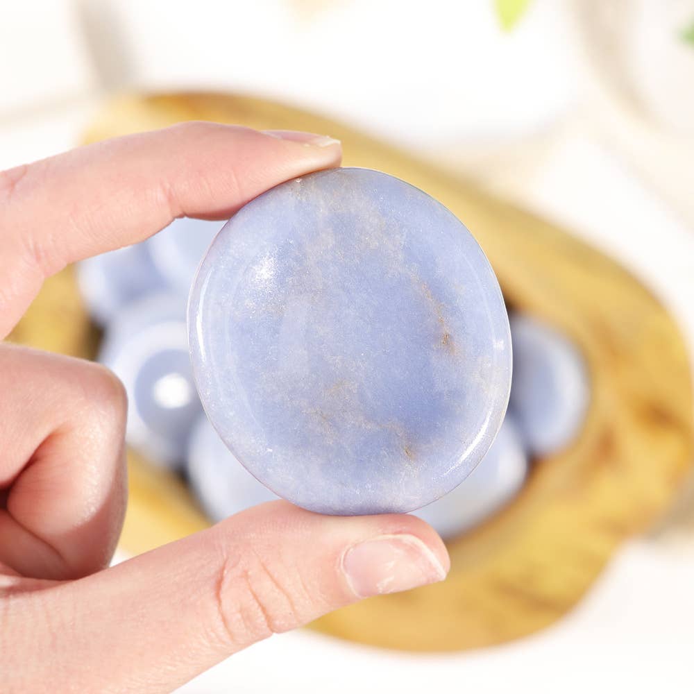 Natures Artifacts Inc - Wholesale Spiritual Stone/Crystal - Angelite Worry Stone - Angelite Thumb Stones2