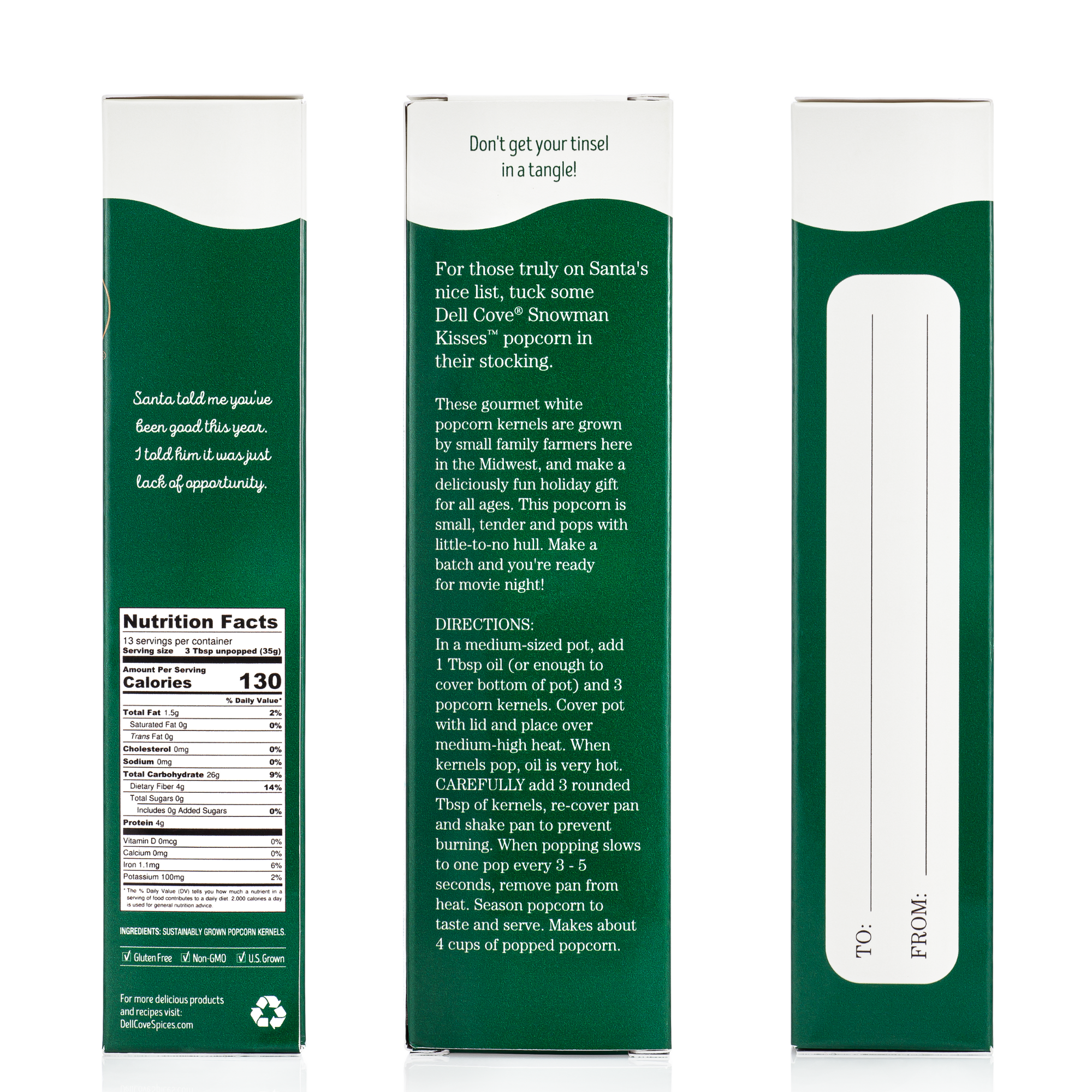 Dell Cove Spices & More Co. – Großhandel Popcornmais – Schneemann Küsse Popcorn Kernel, Weihnachtsstrumpf Geschenk4