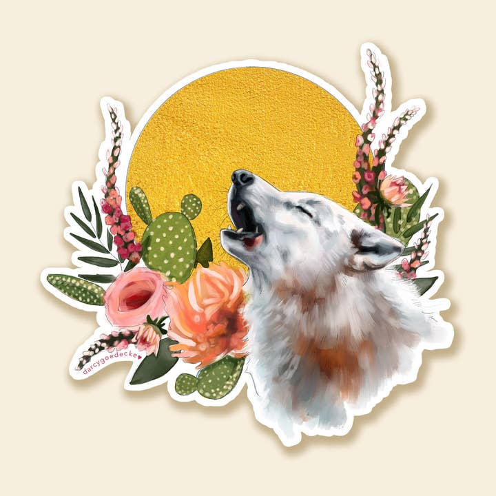 Lobo aullando | Peg para venta al por mayor de Whimsical Art by Darcy Goedecke