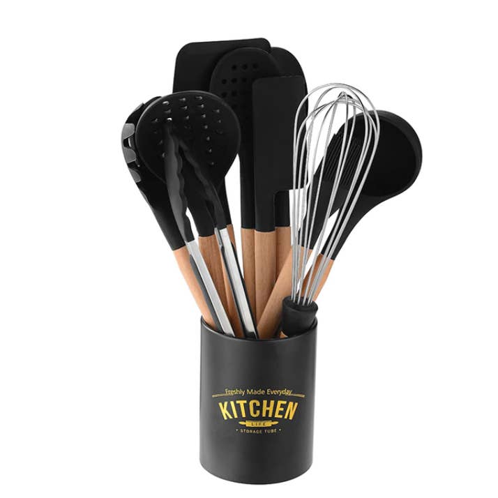 Homerely (We Cover All Import Duties) - Wholesale Kitchen Utensil Set - White / Black Silicone Kitchen Utensils Set6