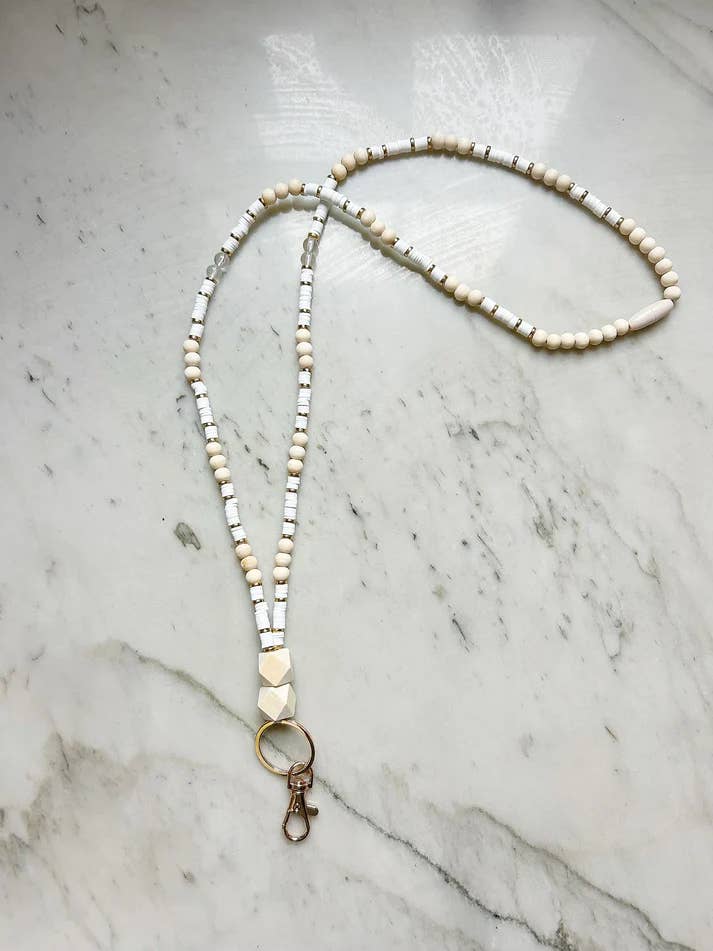 Lanyard Lovebirds - Wholesale Lanyard - Women's - The Neutral Pallette Fully Beaded Lanyard