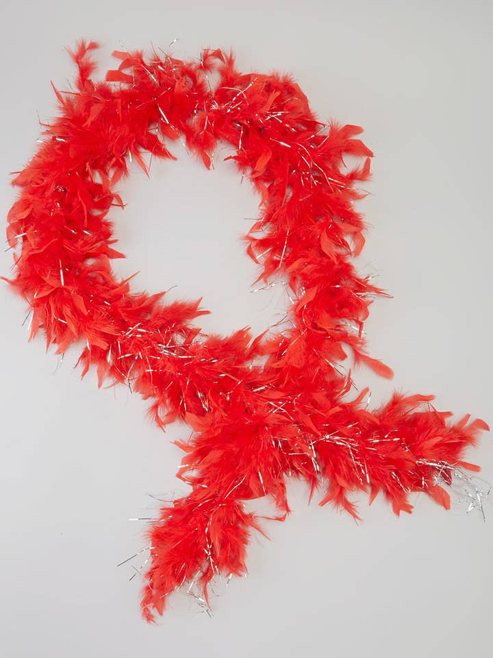 Wenchoice - Wholesale Costume - Kids - Red Feather Silver Thread Boa