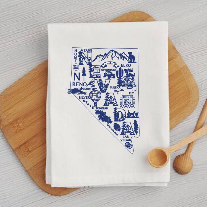 Nevada Map Kitchen Towel for wholesale by The Stylish Scribe