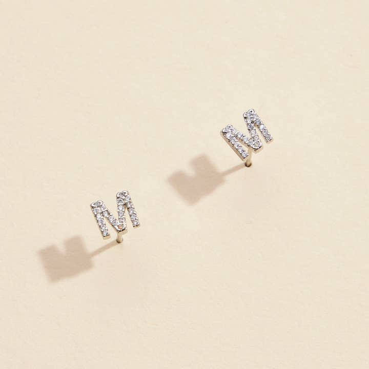 Frem - Wholesale Stud/Post Earrings - Initial Letter Stud Earrings – 12 Pack Bundle in Gold or Silver4