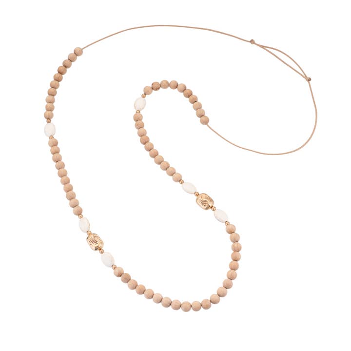 VERITY langt justerbart halskæde med små perler i jordfarver for engroshandel hos Blue Scarab