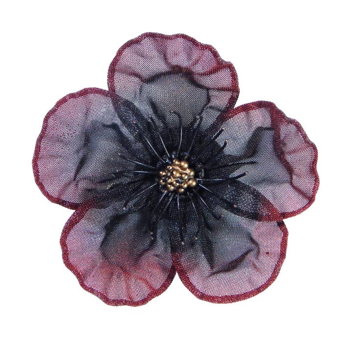 3" x 3" Ruffled Cherry Blossom Pin for wholesale by Sarah Cavender Metalworks