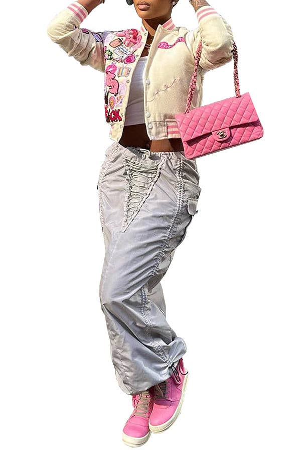 MB Fashion Wholesale - Wholesale Varsity/Baseball Jacket - Women's - MB FASHION PRINTED CASUAL BASEBALL COAT TOP JACKET 3012LY0