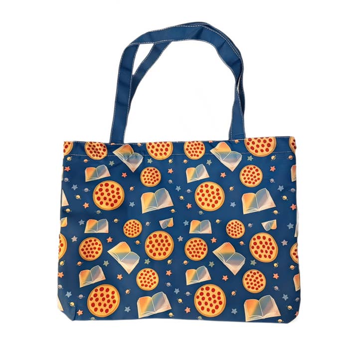 Galaxy Pizza and Books Zippered Tote Bag for wholesale by Sprinkles Studios