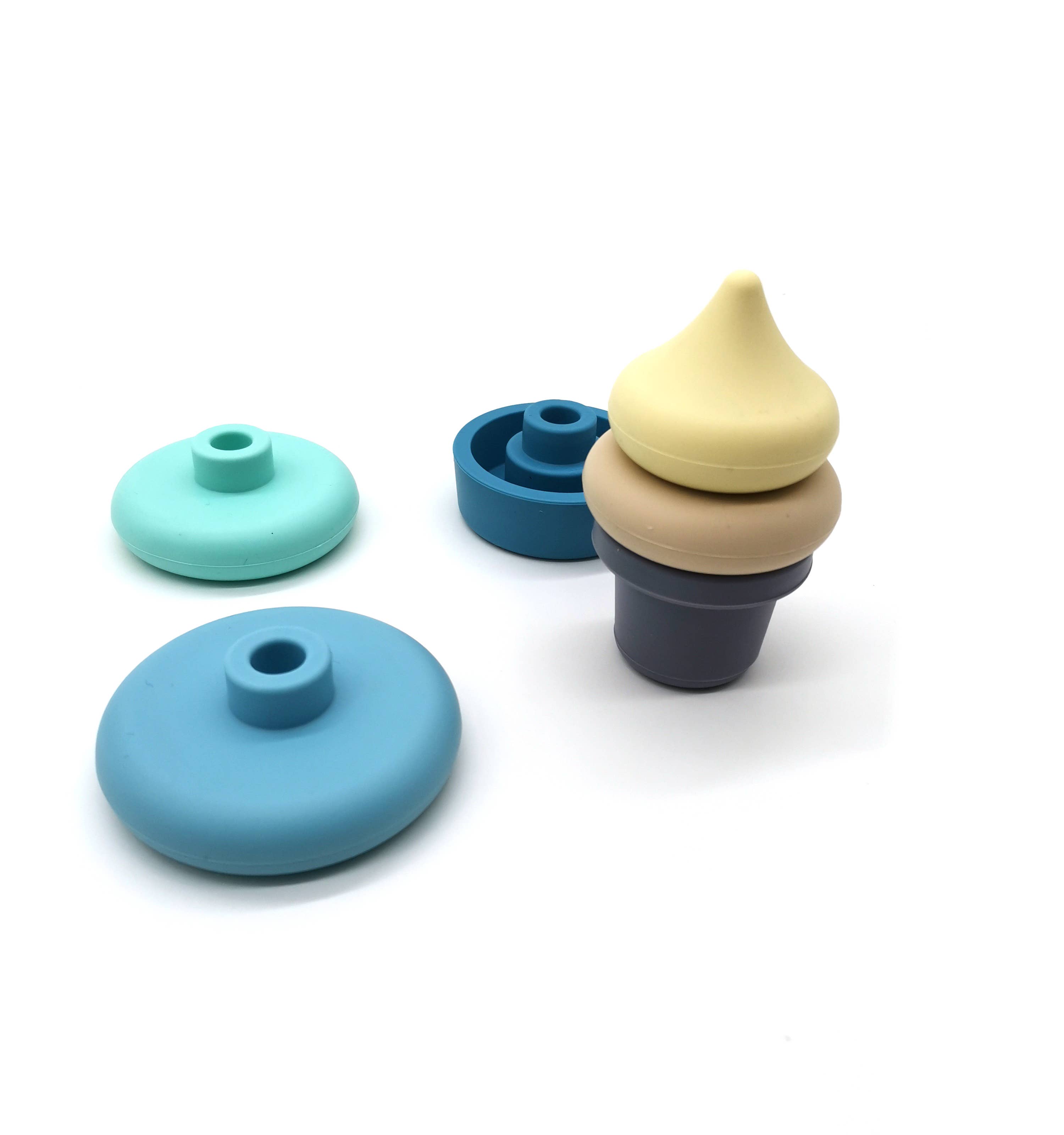 PETIKIDS - Wholesale Stacking Rings Game - Baby - Montessori Educational Toy - Stackable Silicone Ice Cream10