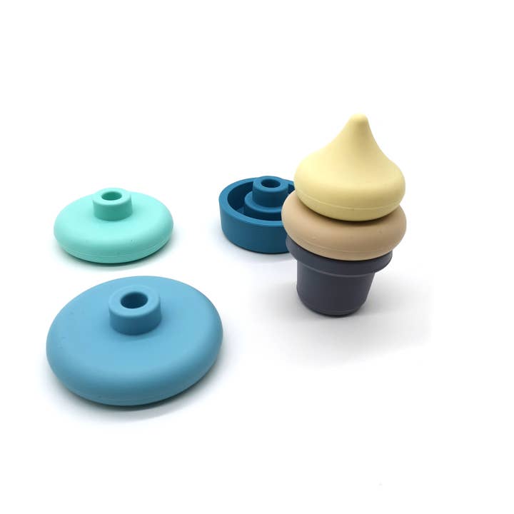PETIKIDS - Wholesale Stacking Rings Game - Baby - Montessori Educational Toy - Stackable Silicone Ice Cream10