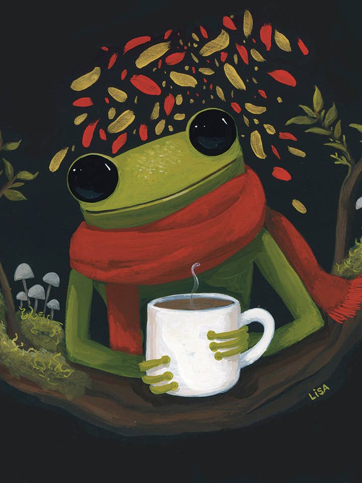 Café é Vida! (Timothy, o Sapo) impressão de arquivo 10" x 10" por atacado de Lisa Kurt art + illustration
