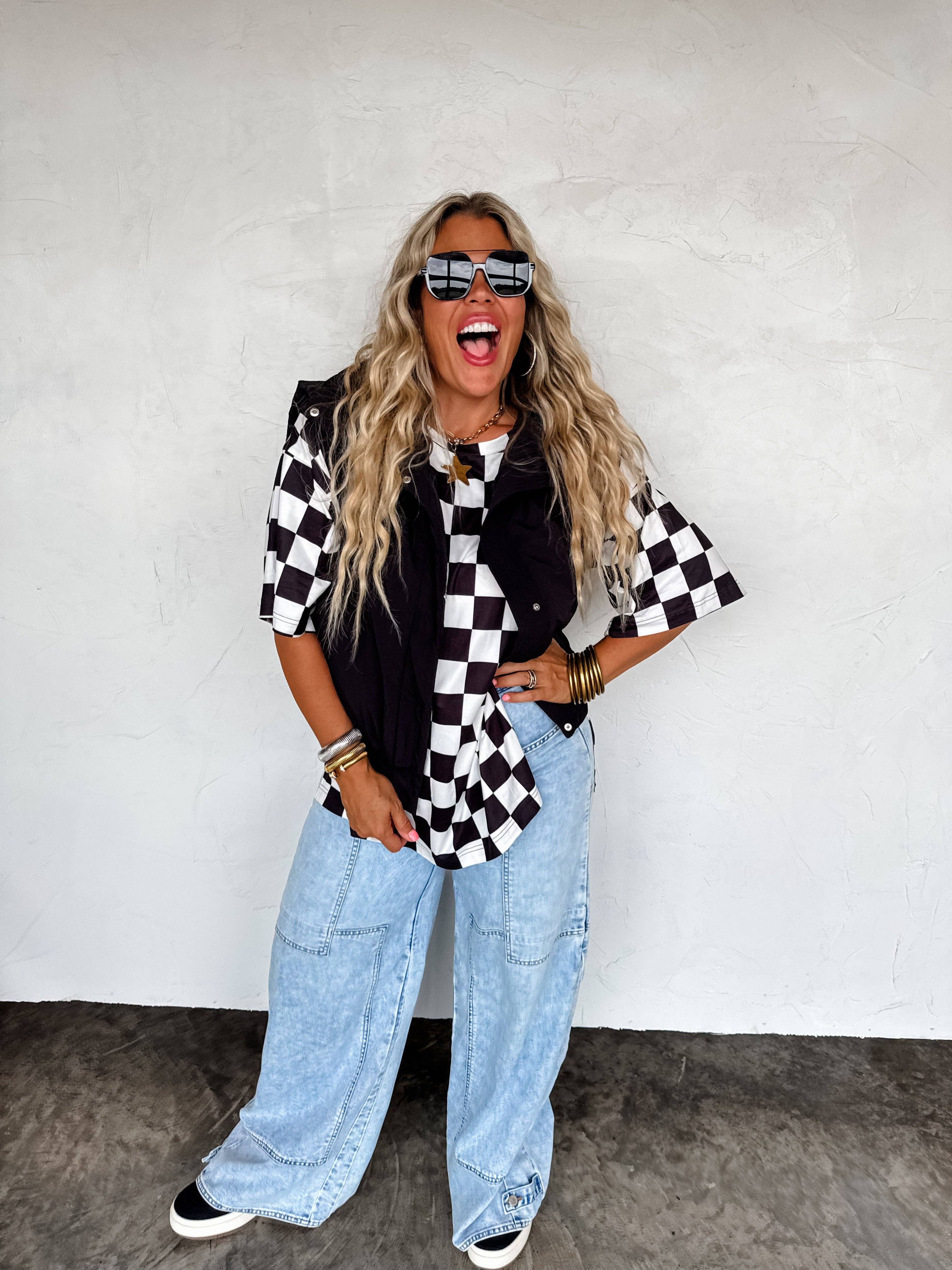 BLAKELEY - Wholesale Tunic - Women's - CHECK BABE SIDE SLIT TOP16