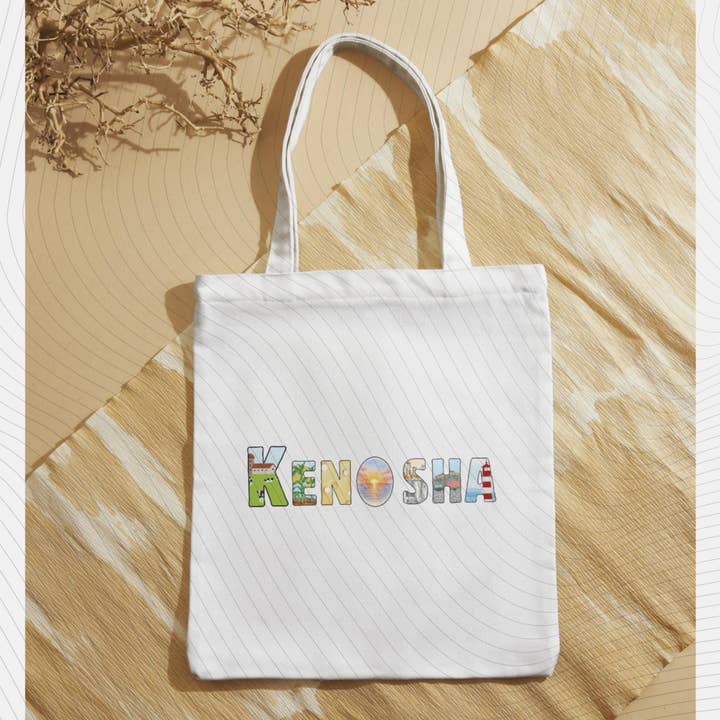 Kenosha Illustrated Tote for wholesale by Ash Aesthetics Co