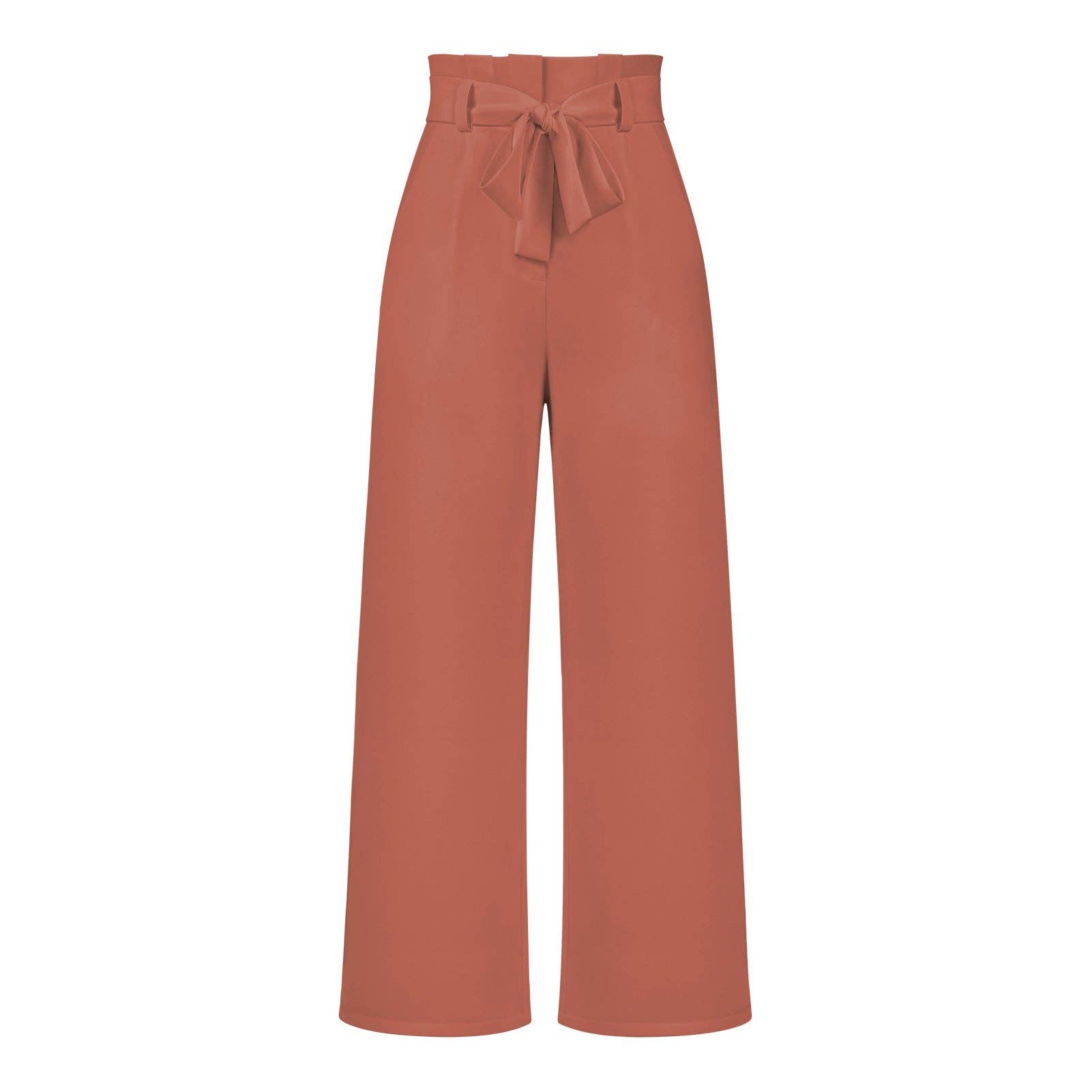 Suhkasana - Wholesale Pants - Women's - Women's Wide-Leg Trousers with Belt Casual Commuter Pants9
