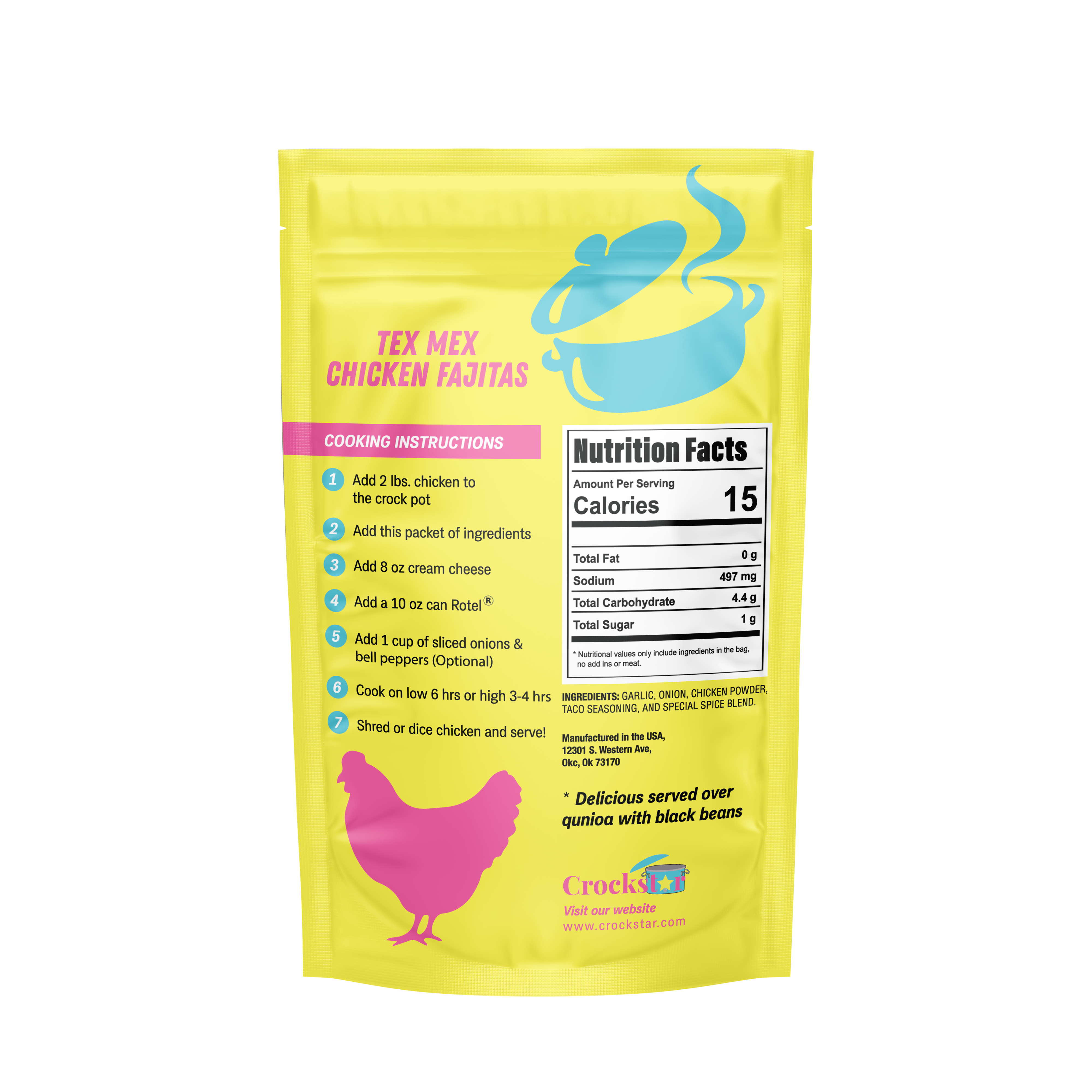 Crockstar Dinner Club - Vente Mélanges d'épices séchées - Fajitas au poulet Tex Mex1