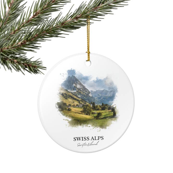 Premium Travel Art - Wholesale Ornament - Swiss Alps Ornament: Unique Swiss Alps Souvenir, Swiss Alps Xmas Decor, and Authentic Swiss Alps Gift4