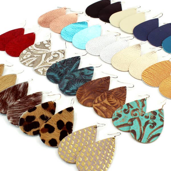 OneWild - Wholesale Dangle Earrings - Tooled Black - The Drop Leather Earrings4