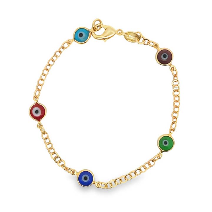 Multicolor Evil Eye Rolo Bracelet (I214) for wholesale by MIA Jewelry