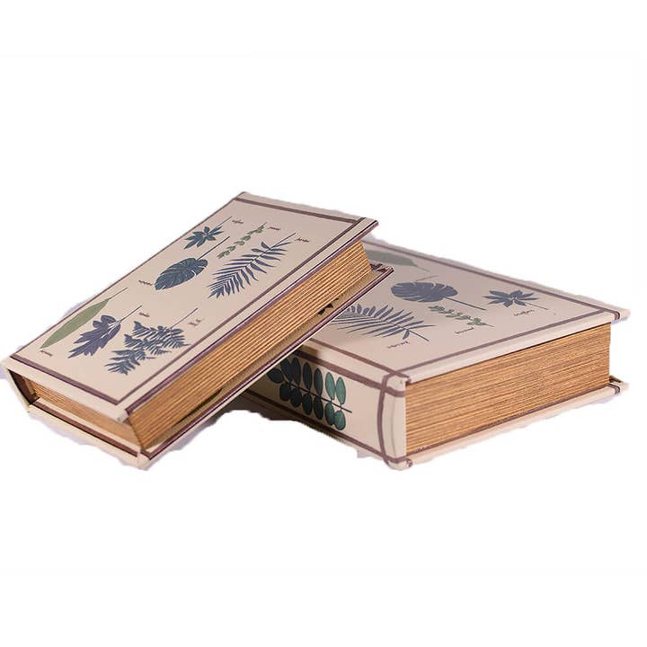 Set med 2 träböcker som öppnas med bladmotiv, 27 cm för wholesale av giftland