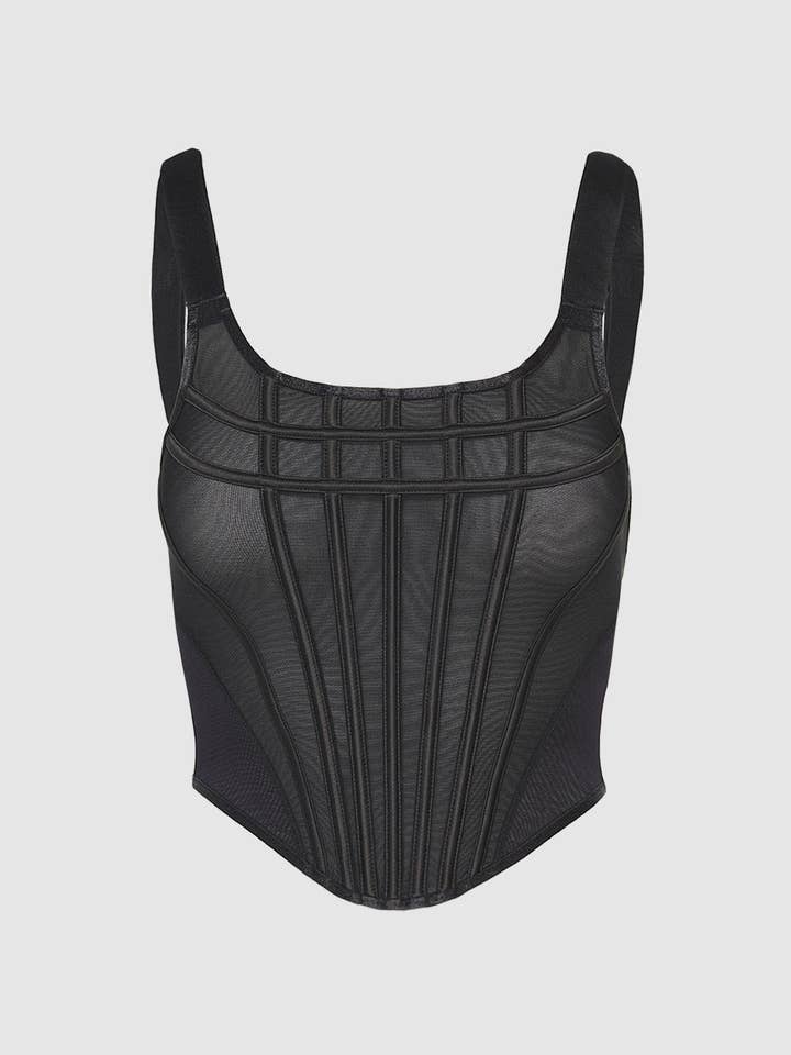 House of Desire - Wholesale Lingerie Set - Women's - CHANTAL MESH BUSTIER & G-STRING SET