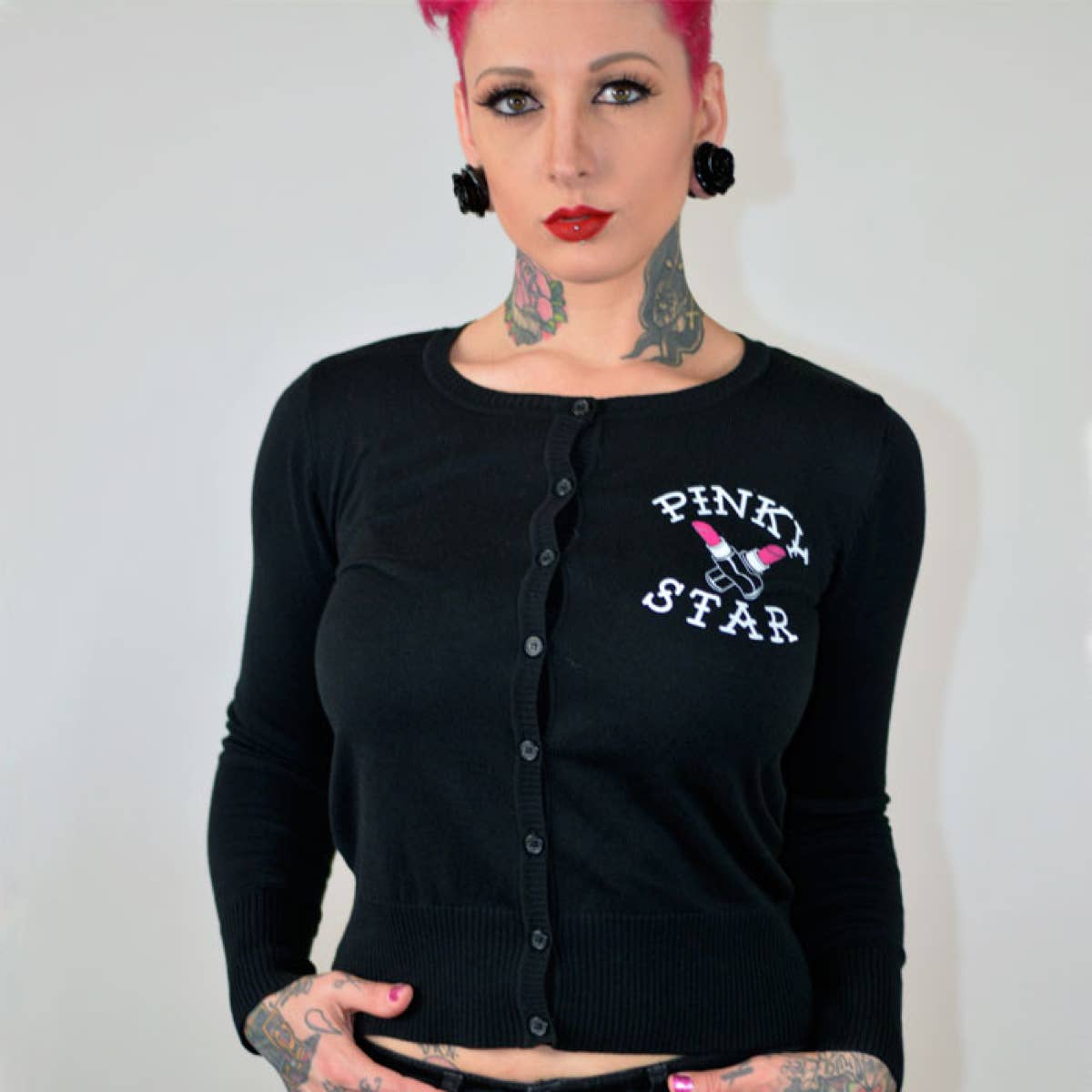 Sort Lyserød WEAPONS OF CHOICE Makeup Cardigan med grafisk print for engroshandel på Faire1