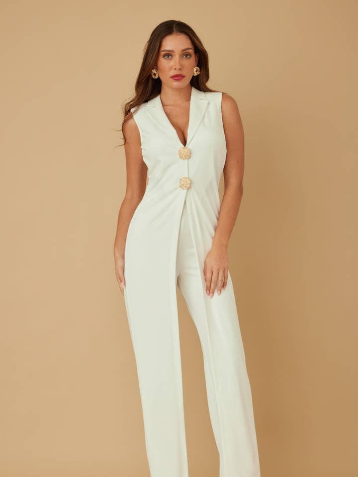 CC Wholesale Clothing - Wholesale Jumpsuit – Women's - Open Flap With Metal Shank Button Jumpsuit0