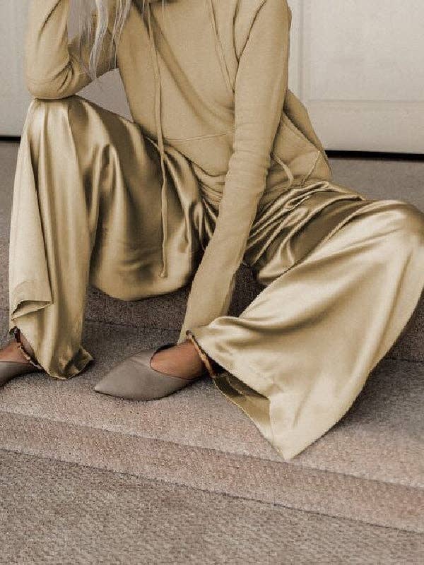 GREEN Original Solid Color Hoodies&Wide Leg Pants Two Pieces Set for wholesale on Faire2