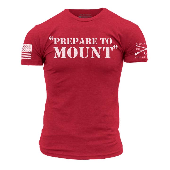 Prepare To Mount T-Shirt - Red for wholesale by Grunt Style