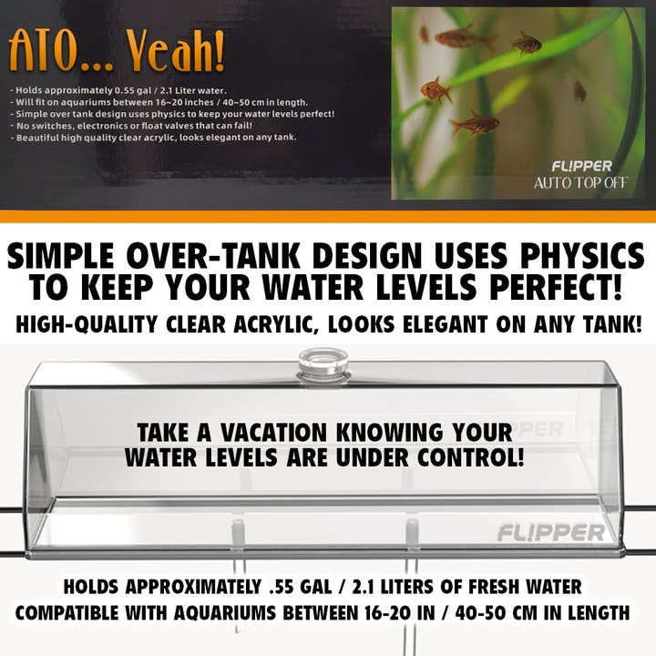Flipper Aquarium Products - Wholesale Pet Bowl - Cat/Dog - Flipper ATO Auto Top Off Clear Acrylic Aquarium Water Storage Reservoir System