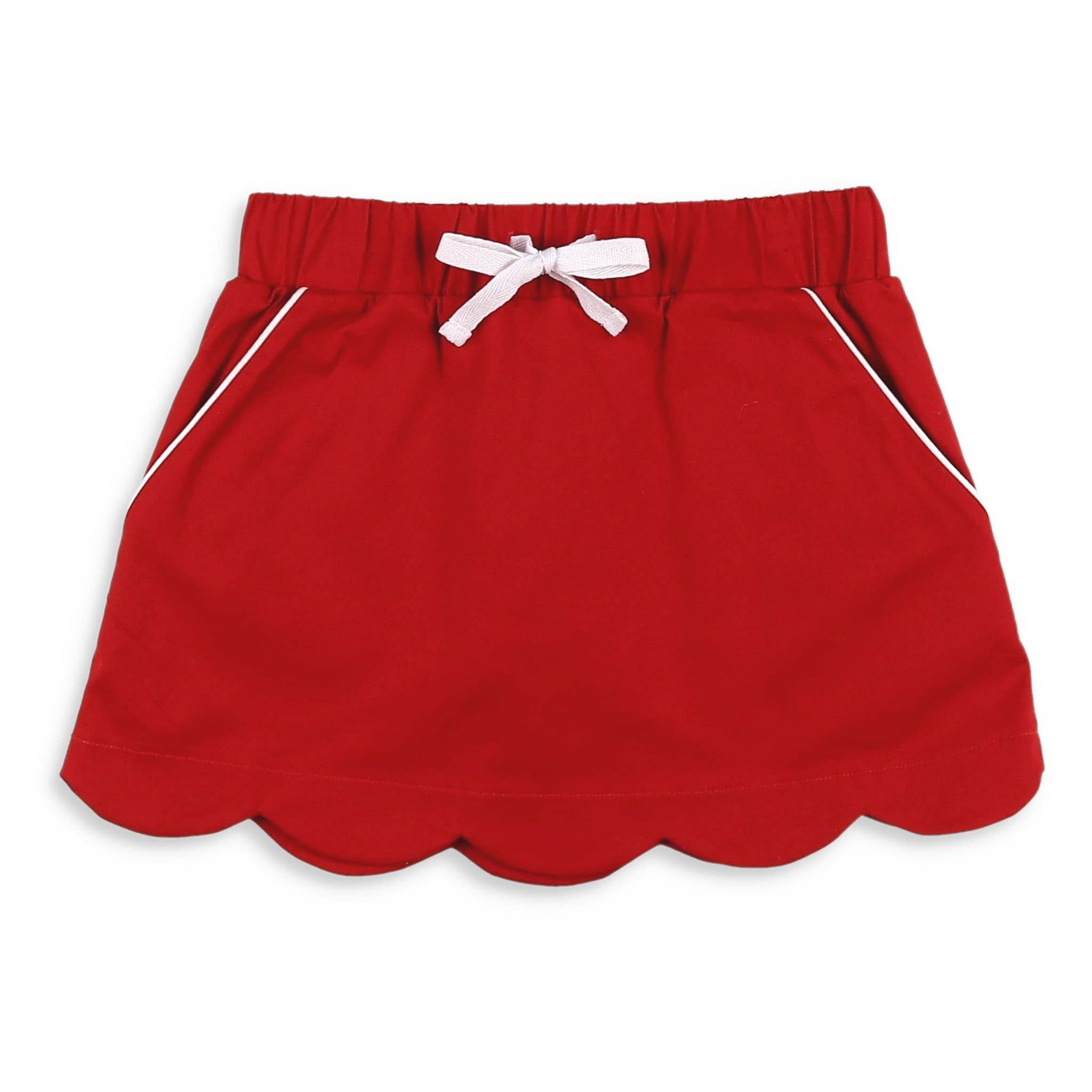 Shrimp and Grits Kids - Wholesale Skort - Kids - Girls Scallop Skort - Red Twill0