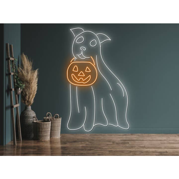 Ghost Dog Kürbis-Neonschild, Halloween-Party-Dekoration für den Großhandel von Glow Neon
