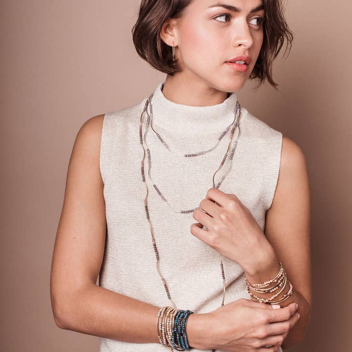 Scout Curated Wears - Wholesale Beaded Bracelet - Scout Wrap : Matte Metallic Tri-Tone/Gold3