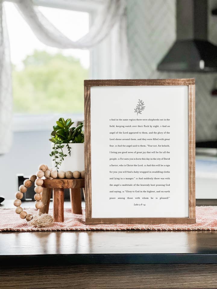 Luke 2 Wreath Christmas Wood Sign | Christmas Home Decor for wholesale by Lily and Sparrow