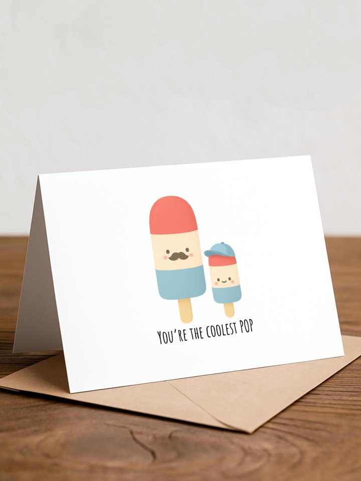 Carte de fête des pères la plus cool : Blague de papa glacée pour la vente par Chewy Lemon Studio