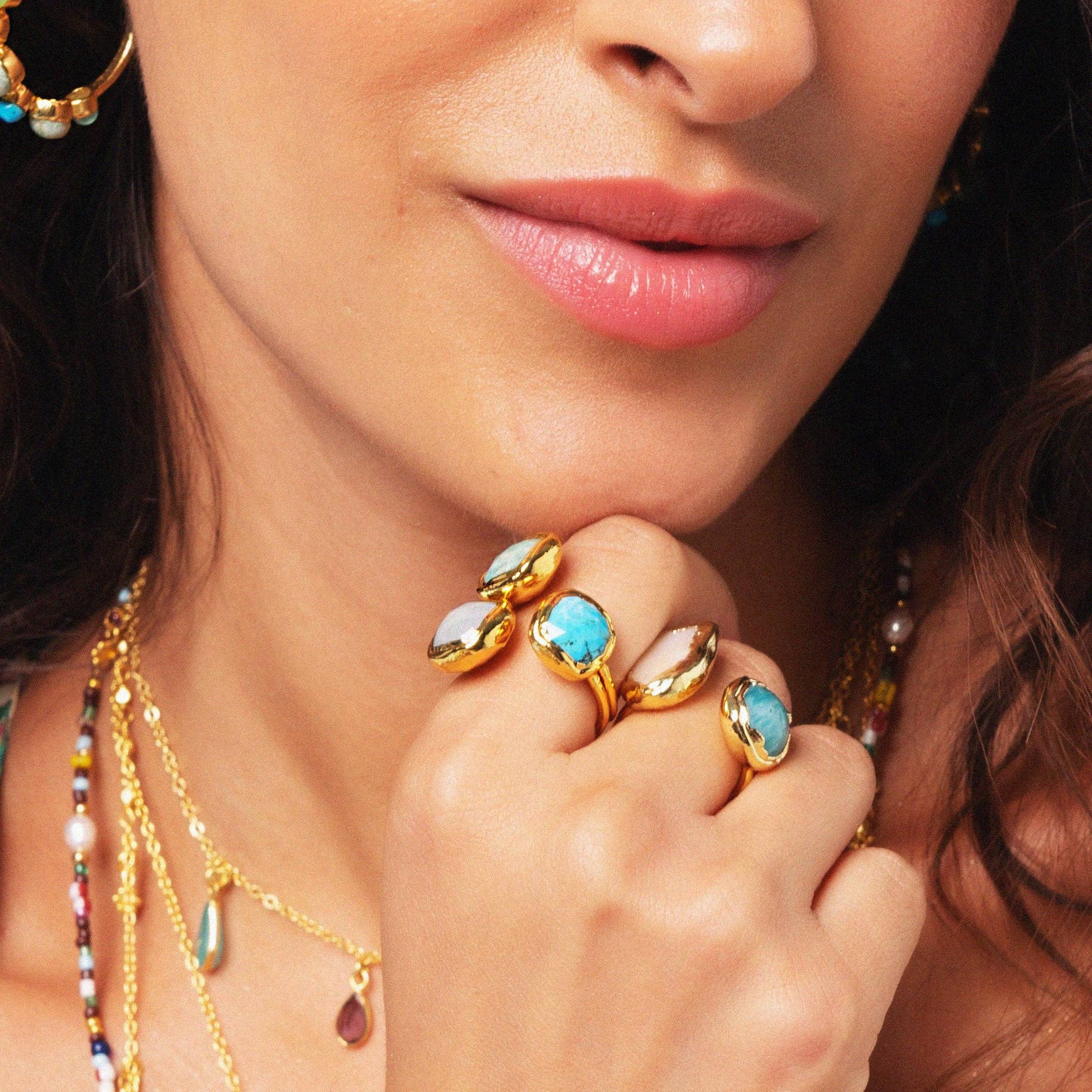 Ashiana London – wholesale Multi-stone ring – Amelie Turquoise Ring2