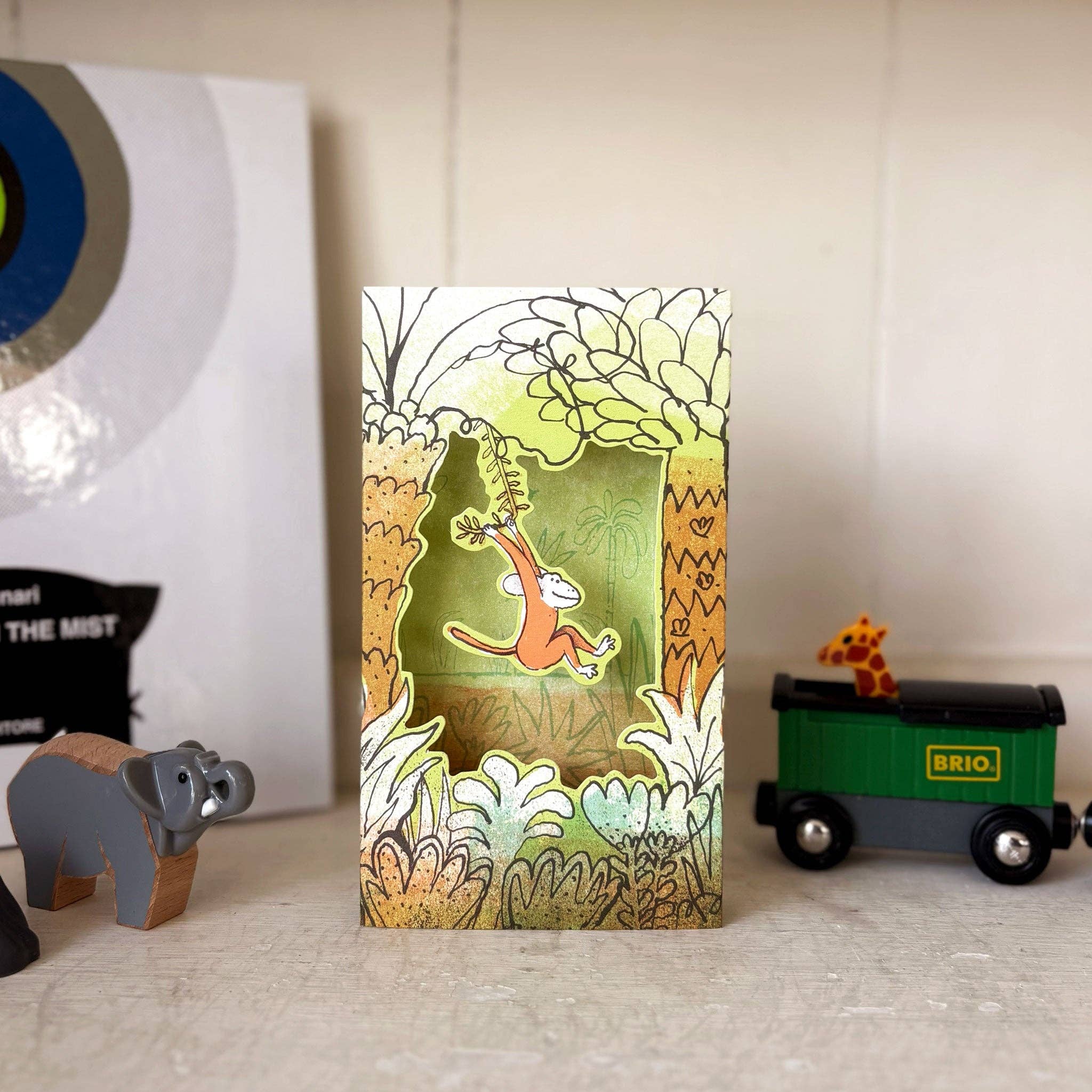 Olive Press Publishing – wholesale Everyday greeting card – Monkeying Around 3D card by Toby Rampton1
