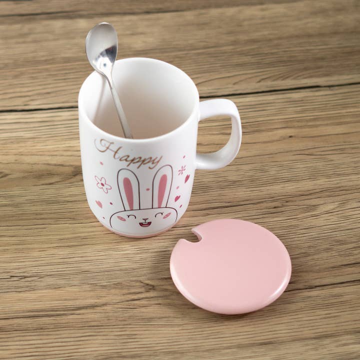 Urban Tokyo - Wholesale Coffee Mug - Happy Rabbit 12oz Mug With Lid and Spoon (10/30)4