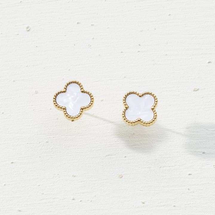 Frem - Vente Clous d'oreille - Boucles d'oreilles à tige en forme de trèfle en acier inoxydable3