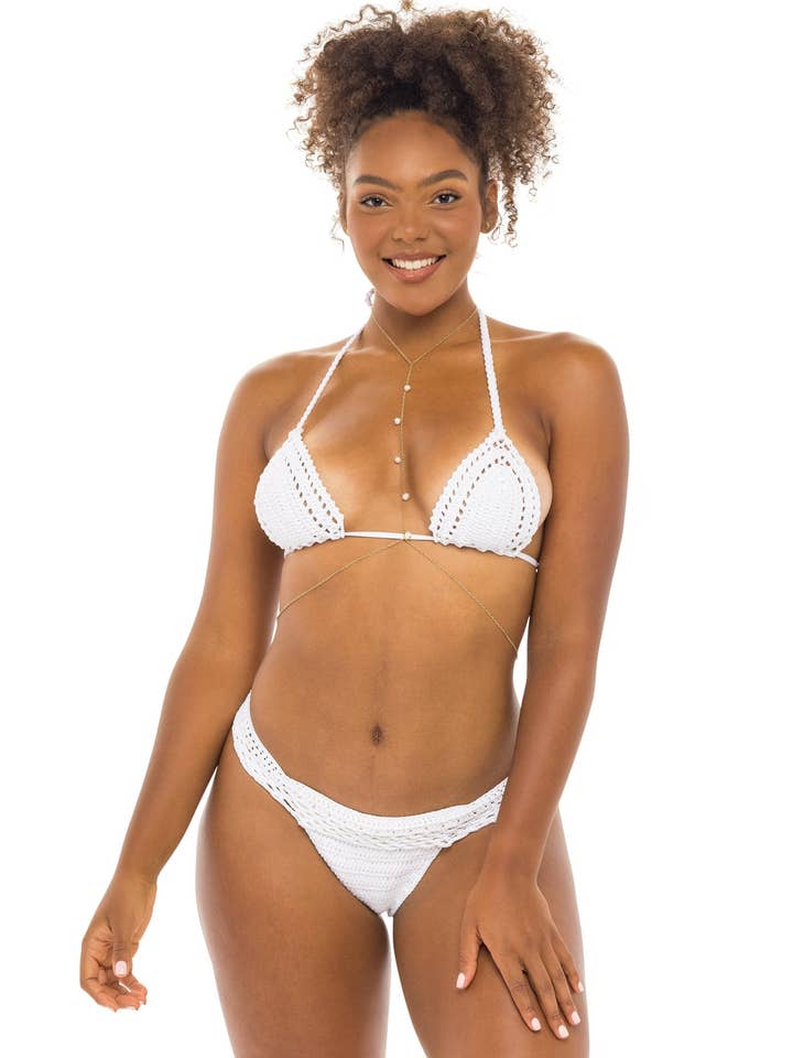 Tulum Bikinihose, gehäkelt, frech, Perlweiß für den Großhandel von JMP The Label
