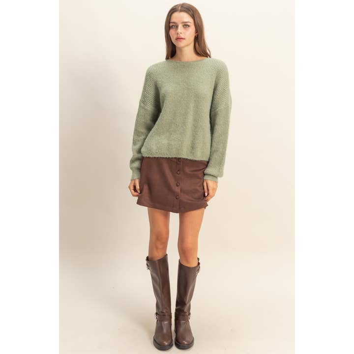 HYFVE - Wholesale Knit Sweater - Women's - Oversized Fuzzy Sweater With Back Twist Detail7